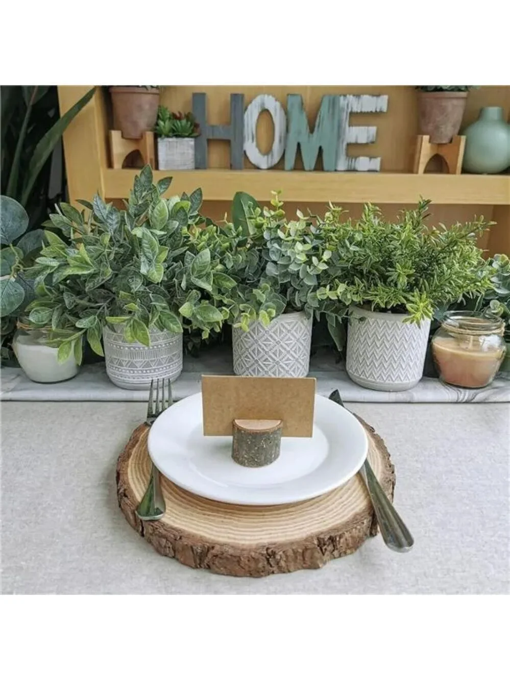 Set of 3 Small Fake Potted Plants Eucalyptus Rosemary Greenery in Ceramic Pots